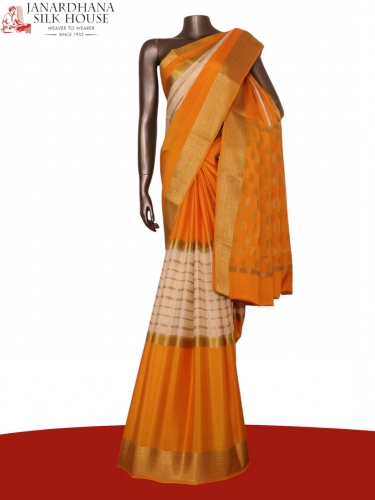 Pure Veldhari Zari Lines Mysore Crepe Silk Saree